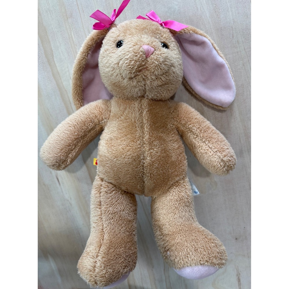 Build-A-Bear Workshop Tan Bunny Rabbit Plush Pink Bows Stuffed Animal Y2K